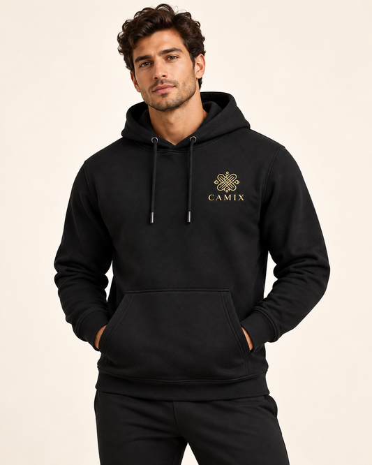 CAMIX hoodie — schuin op model, digitale productvisual
